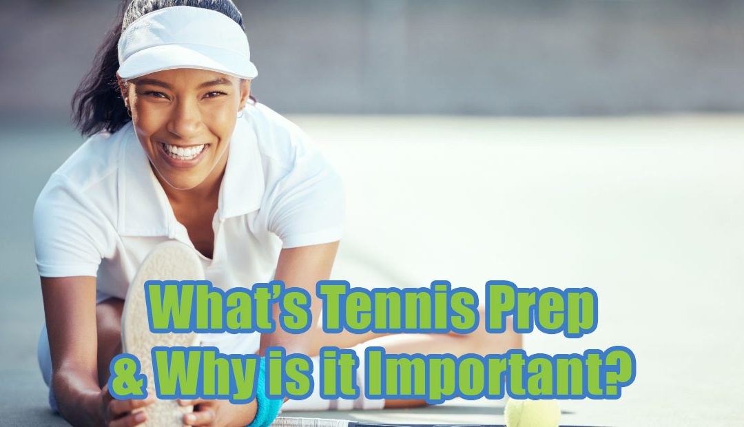 Beautiful African American woman wearing traditional white tennis outfit sitting on court stretching leg